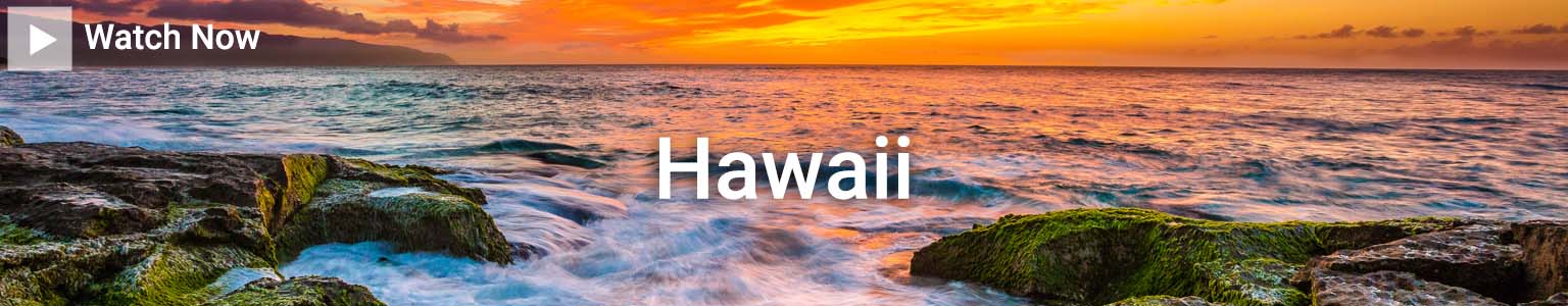 Image of beautiful and colorful sunset from Hawaiian shore. Click here to watch a video of the Four Islands, one cruise – See Hawaii with Princess Cruises