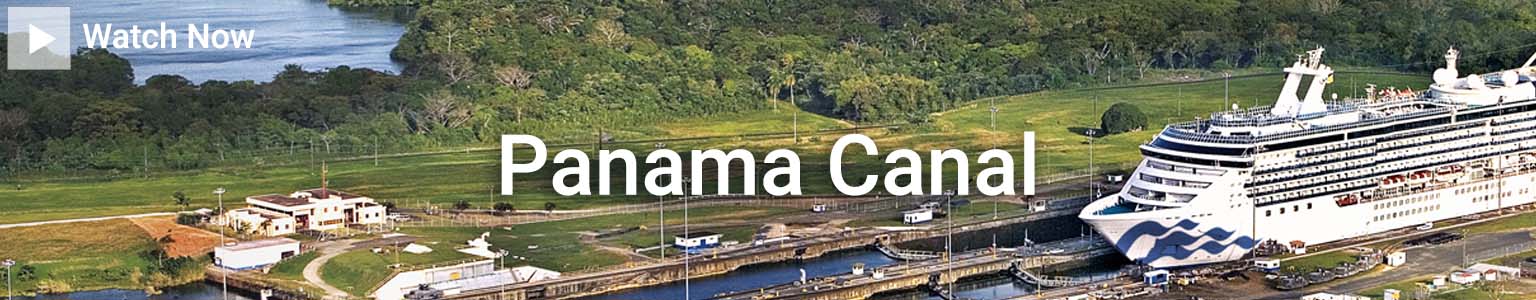 Image of Princess cruise ship in lock of Panama Canal. Click here to watch video Sail through history at the Panama Canal - Princess Cruises