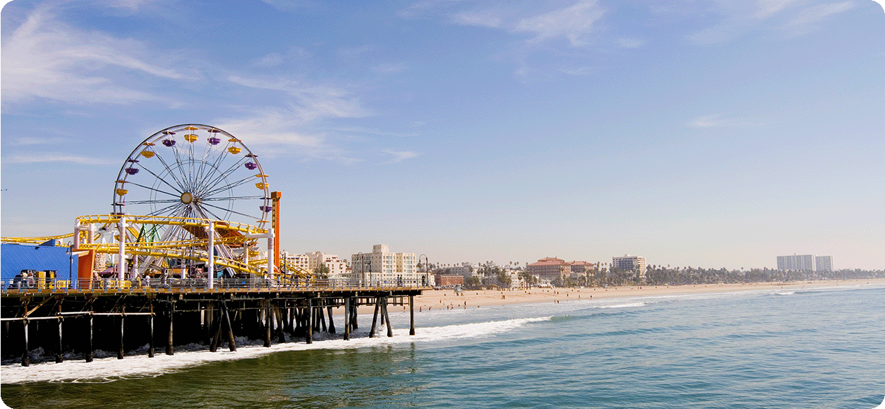 Los Angeles pier with rides.