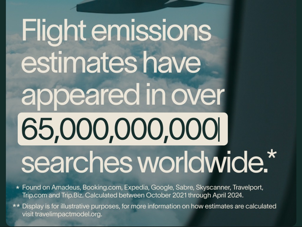 Travalyst flight emissions data shown in over 65 billion searches